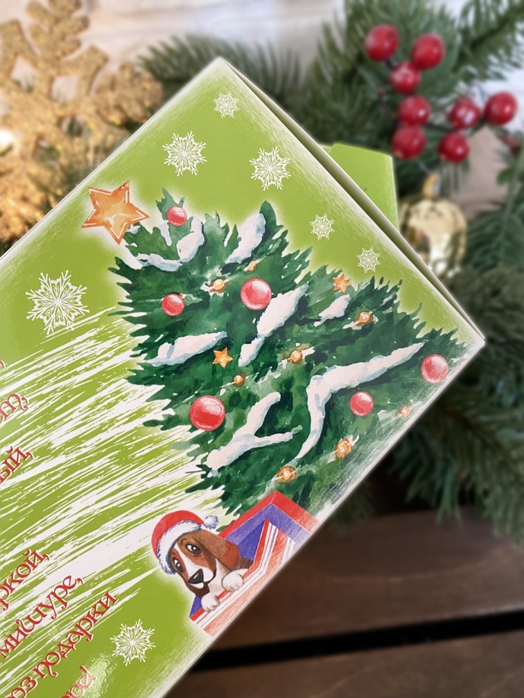 Коробка новогодняя подарочная конфета Дед Мороз и дети, 100х200х43 мм — изображение 5